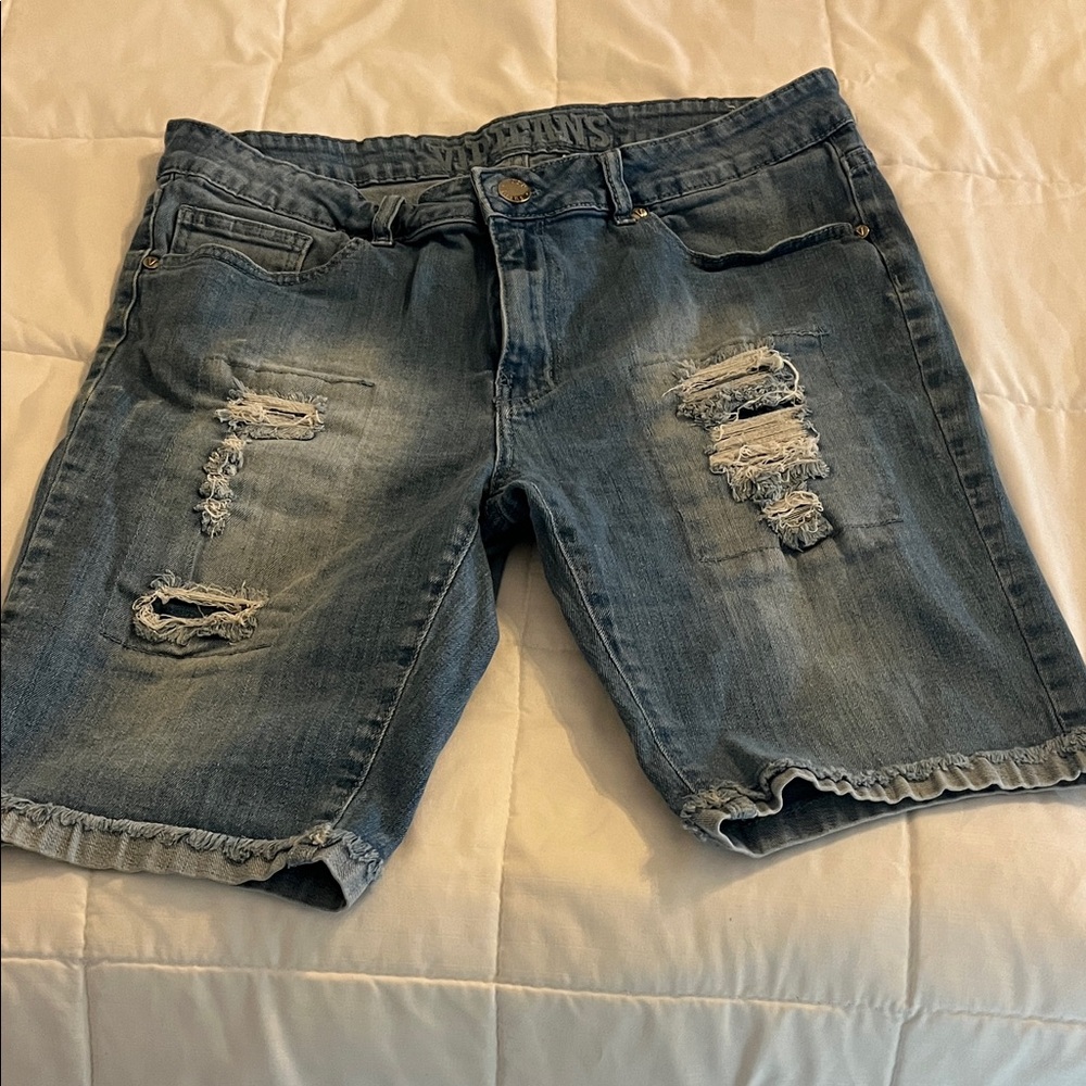 VIP Distressed Blue Women's Jean Shorts